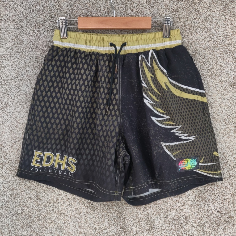 Slunks Shorts Mens Small Black 5" Lined EDHS Volleyball Eagle